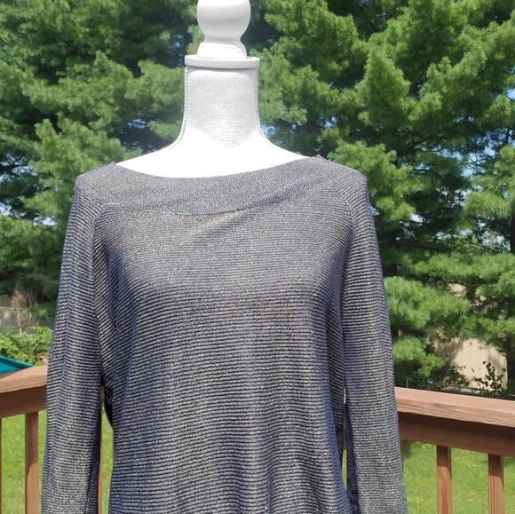 Chicos off shoulder shirt 3 blue and silver - Picture 2 of 11